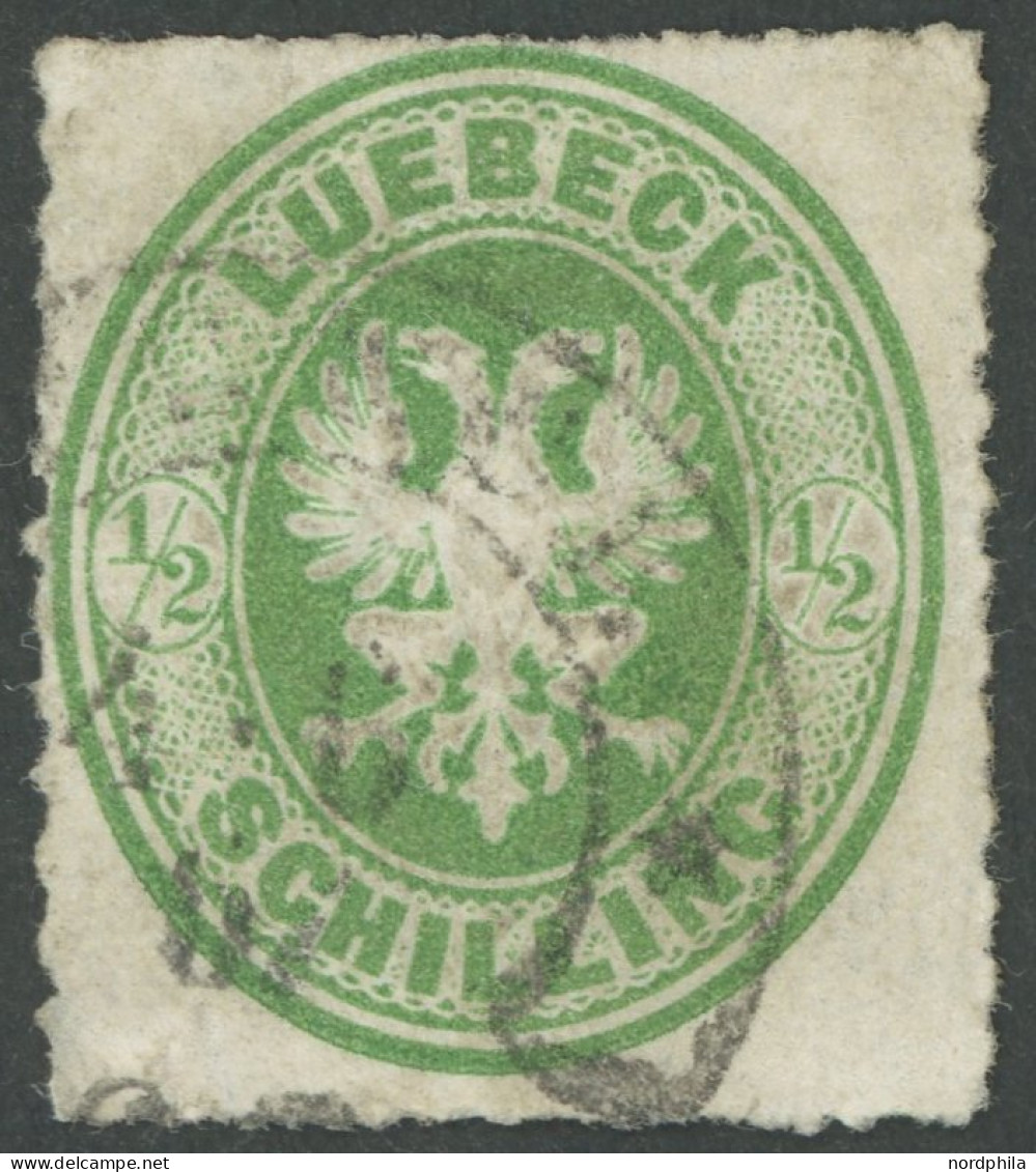 LÜBECK 8A O, 1863, 1/2 S Dunkelgelblichgrün Mit Hufeisenstempel (Sp 22-1), Kleine Mängel, Kurzbefund Mehlmann - Lübeck