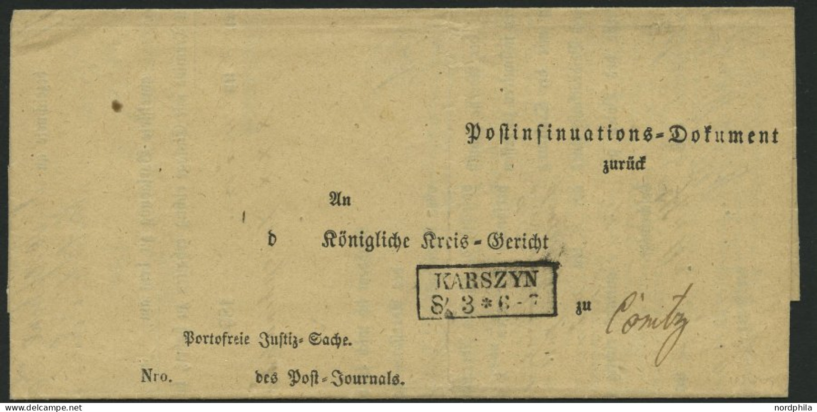 PREUSSEN KARSZYN, 4 Verschiedene Belege Von 1863-69, Dabei 3x Krone-Posthornstempel, Pracht - Sonstige & Ohne Zuordnung