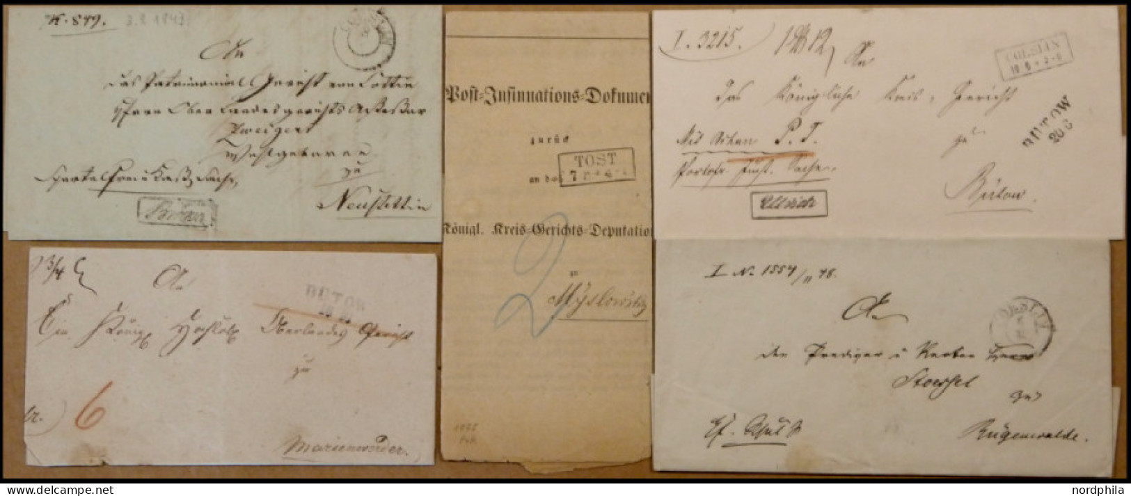 PREUSSEN Ca. 1847-70, 5 Verschiedene Belege, Dabei 2 Botenstempel, Feinst/Pracht - Sonstige & Ohne Zuordnung