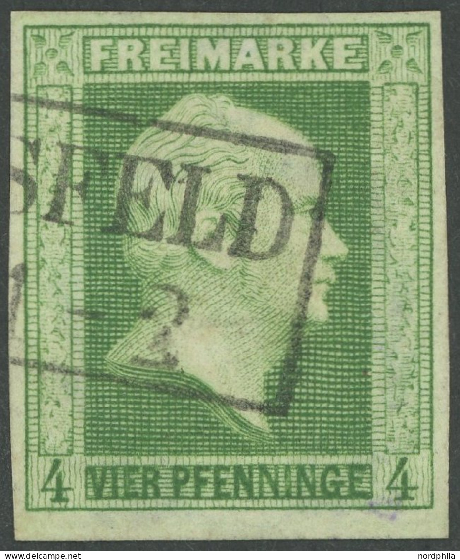 PREUSSEN 5a O, 1856, 4 Pf. Grün, Kabinett, Mi. (100.-) - Oblitérés