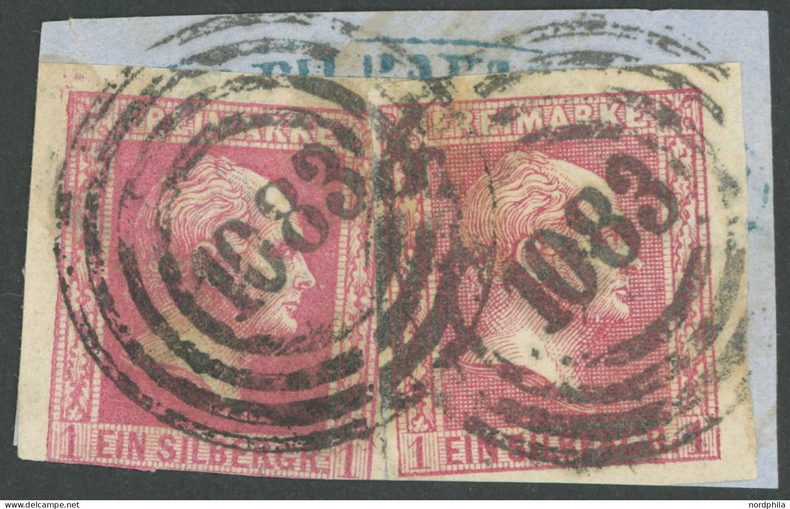 PREUSSEN 6a,10a BrfStk, 1857, 1 Sgr. Rosa, Wertstufengleiche Mischfrankatur Auf Briefstück Mit Nummernstempel 1083 (Oden - Autres & Non Classés