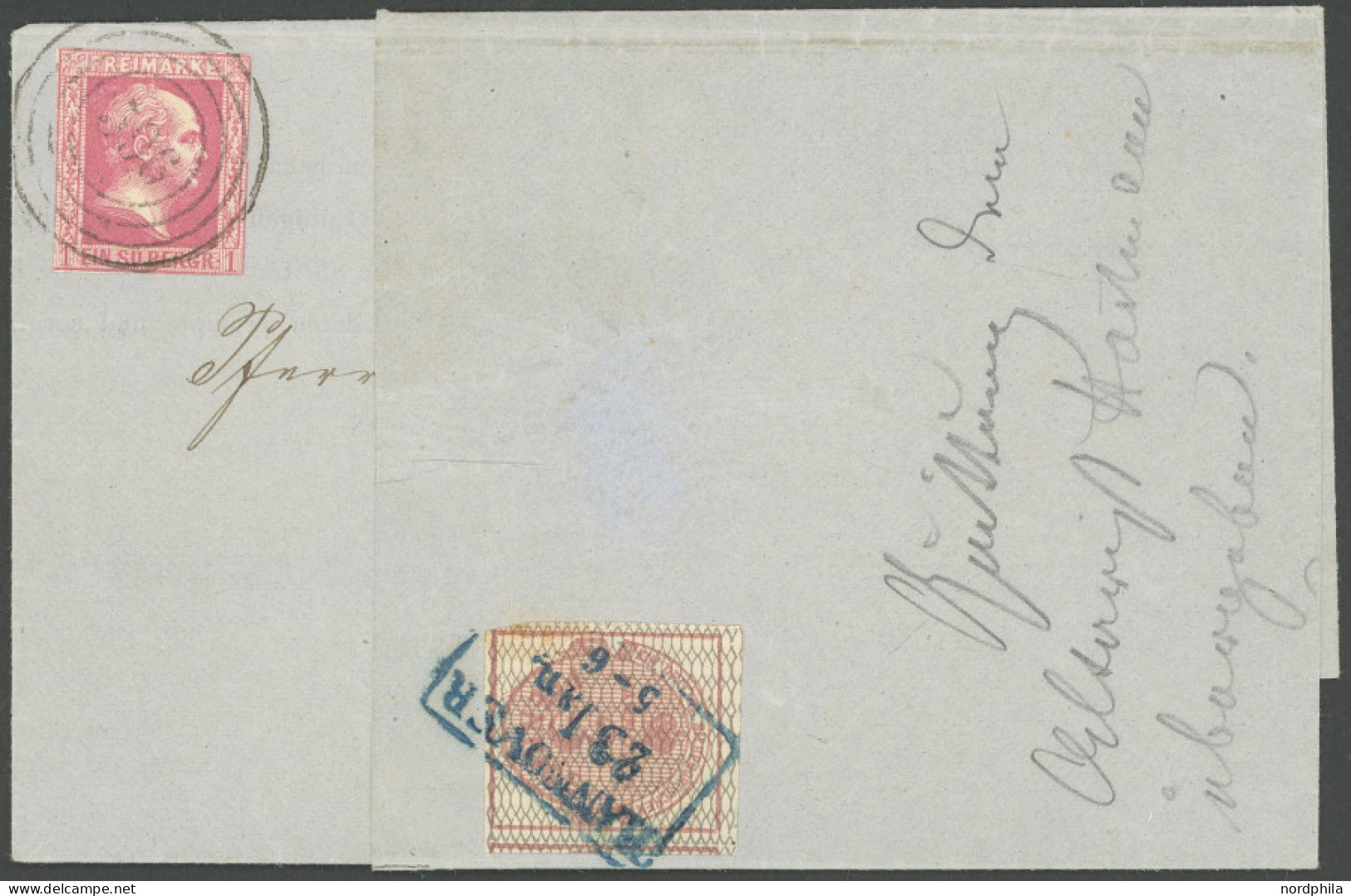 PREUSSEN 6a,Han.8b BRIEF, 1856, 1 Sgr. Rosa, Zwergschnitt, Mit Nummernstempel 596 (HEILIGENSTADT) Nach Dingelstädt Als D - Storia Postale