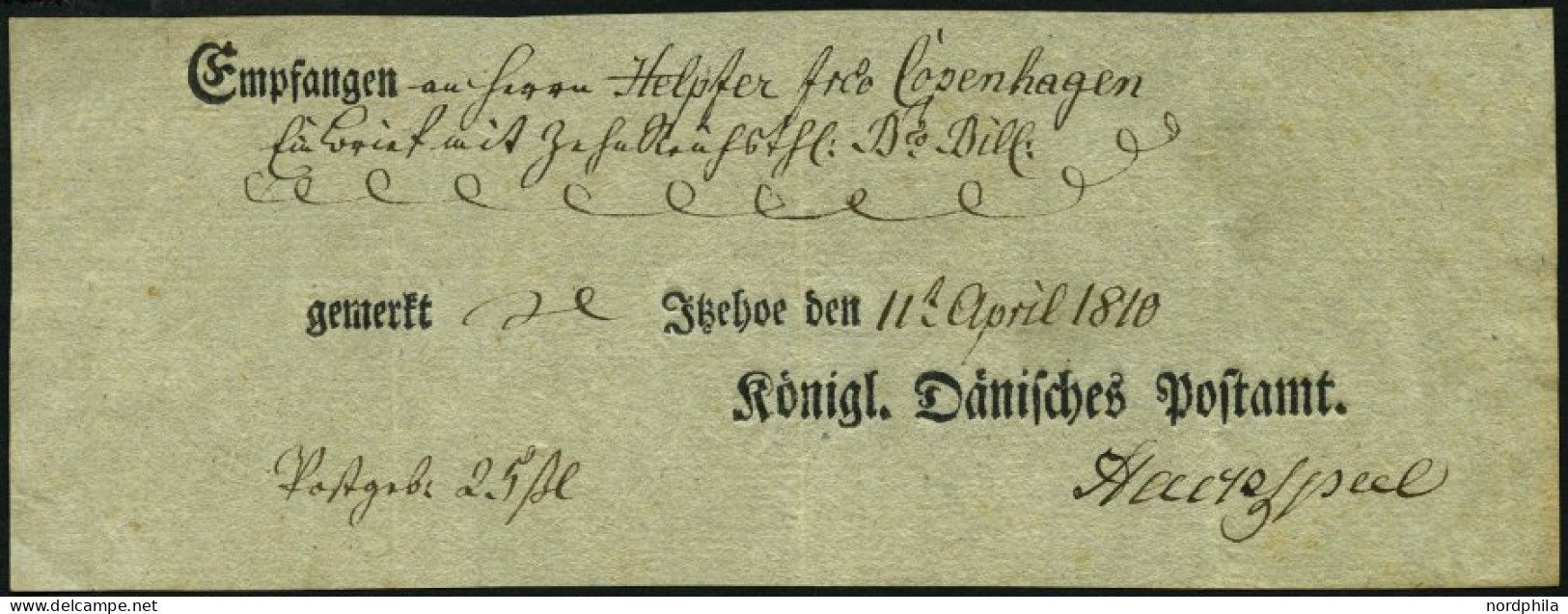 SCHLESWIG-HOLSTEIN 1810, Postschein Mit Ortsdruck Itzehoe, Pracht - Schleswig-Holstein