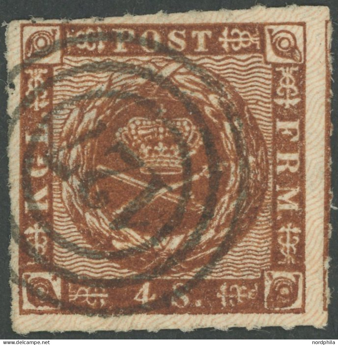 SCHLESWIG-HOLSTEIN DK 7a O, 127 (OLDENBURG) Auf 4 S. Liniert Mit Privatem Durchstich 91/2, Kabinett, R!, Fotoattest C.A. - Schleswig-Holstein