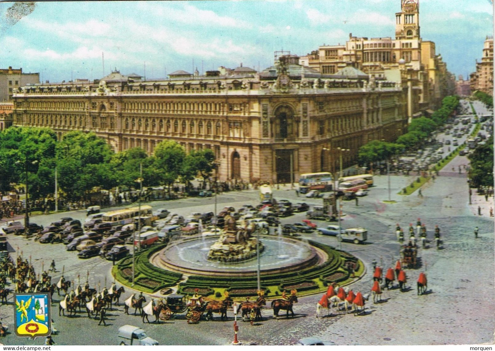 54863. Postal MADRID 1962. Vista Cibeles Y Calle Alcala. Animada, Desfile - Lettres & Documents