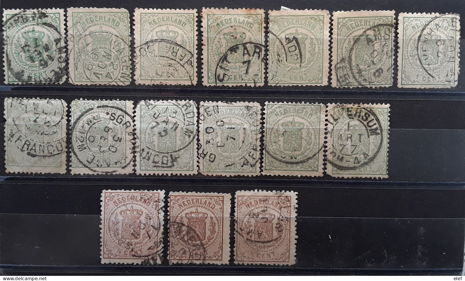 NEDERLAND PAYS BAS NETHERLANDS 1869- 1871,Armoiries Yvert 13 & 15,16 Timbres Avec Nuances, Perforation Cachets Divers - Gebruikt