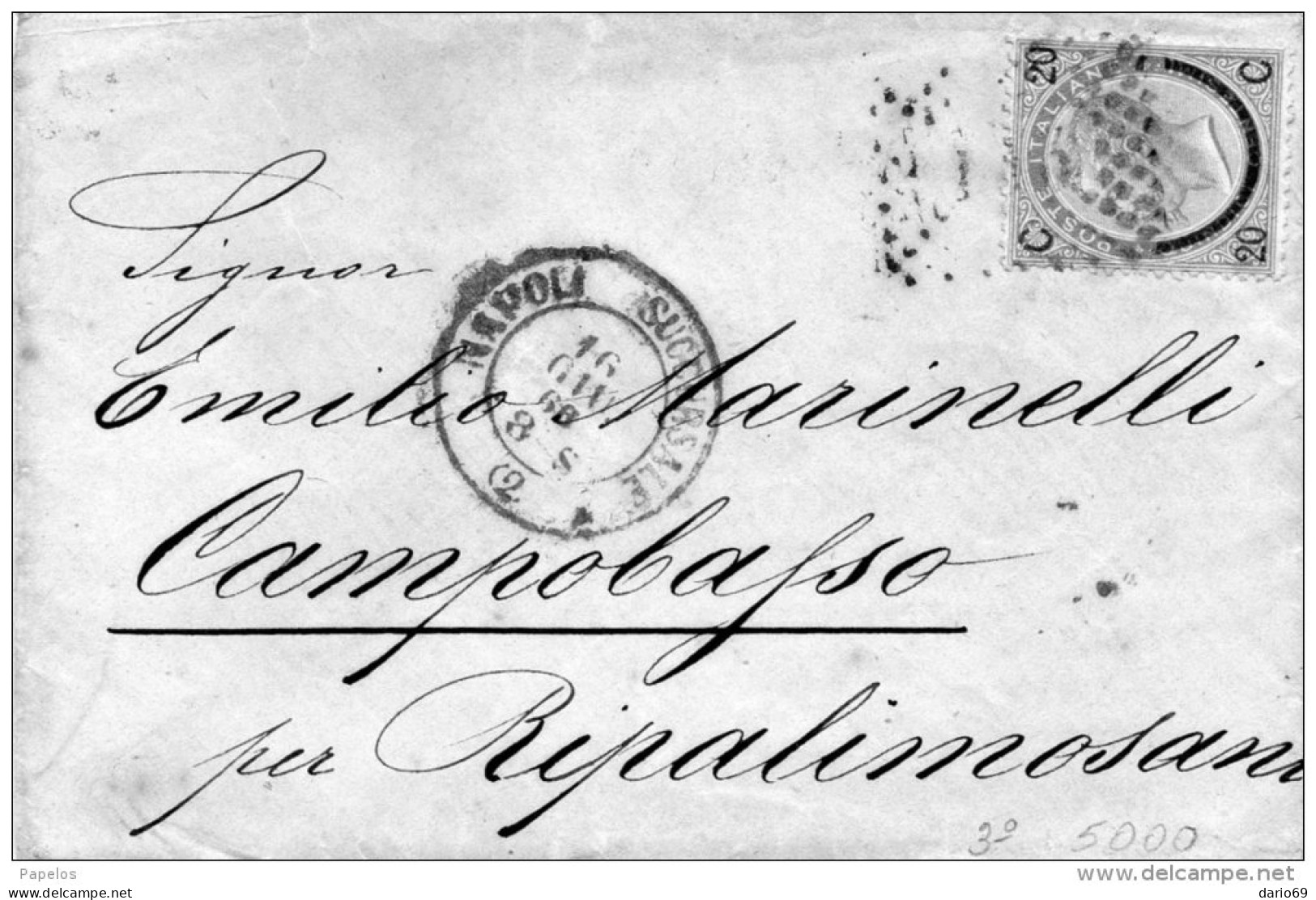 1868  LETTERA  CON ANNULLO    NAPOLI SUCCURSALE 2 - Marcophilie