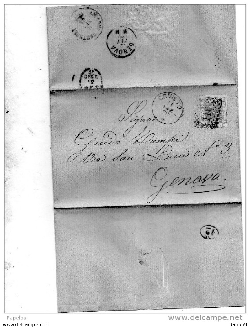 1865  LETTERA CON ANNULLO ORVIETO - Poststempel