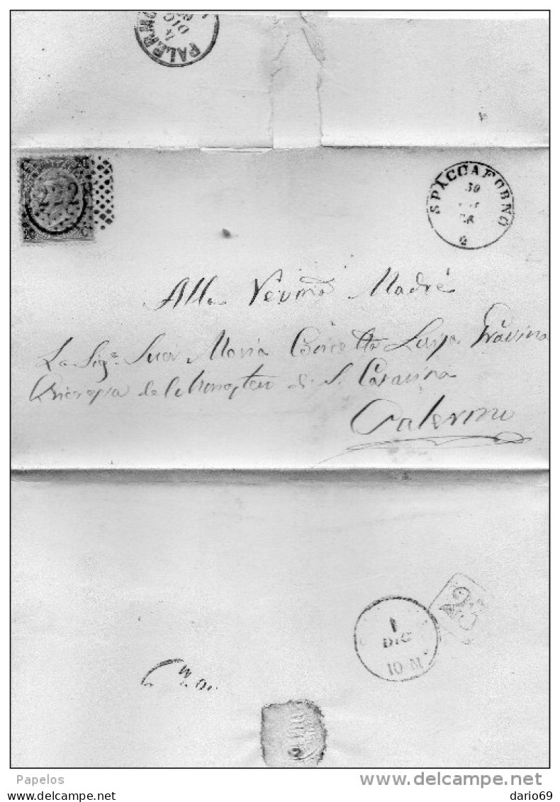 1868 LETTERA CON ANNULLO  SPACCAFORNO RAGUSA - Poststempel