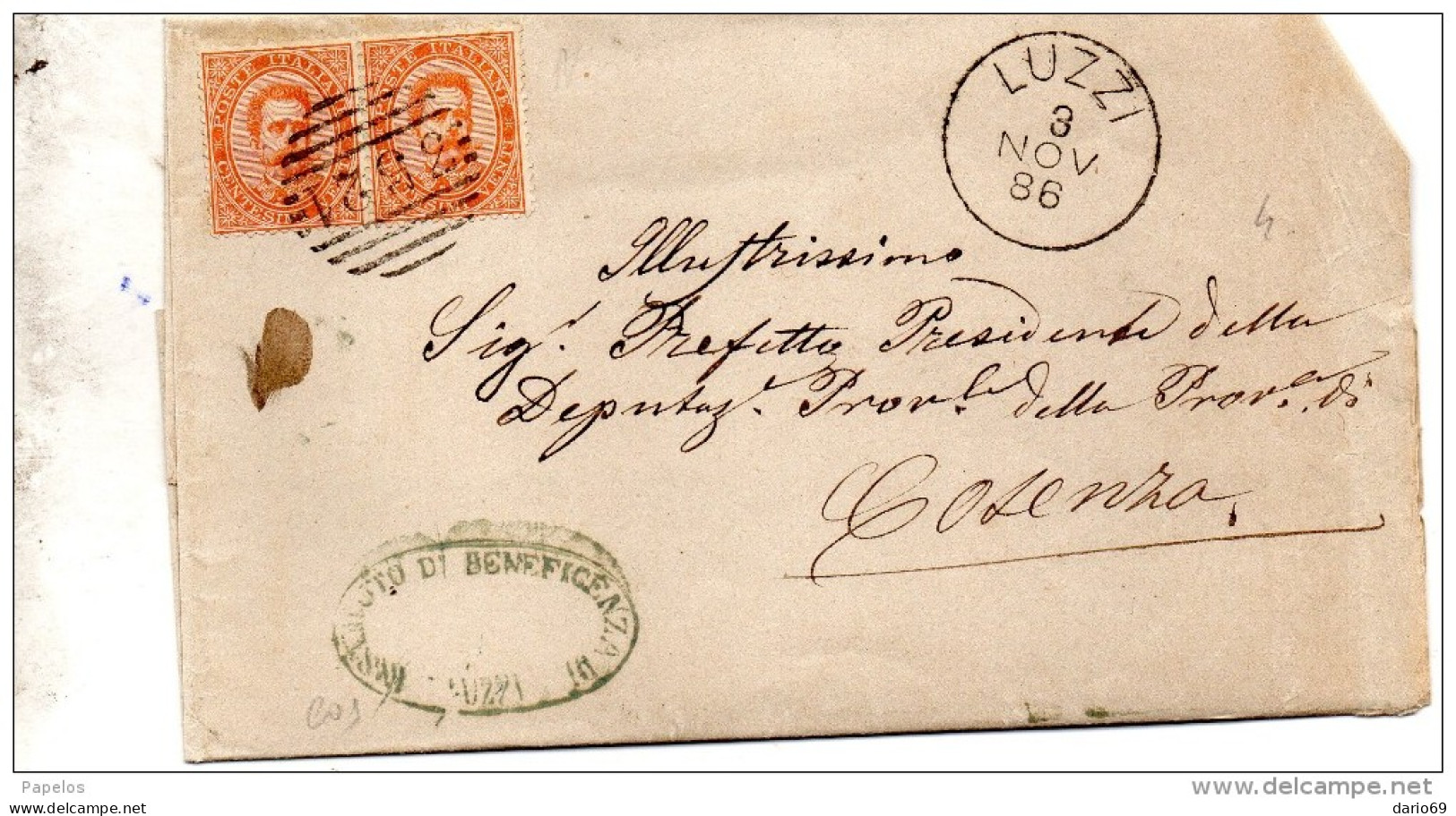 1886  LETTERA CON ANNULLO LUZZI COSENZA - Marcophilie