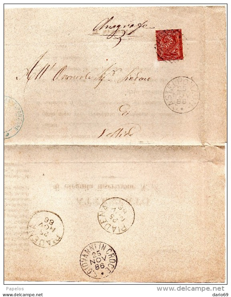 1886  LETTERA CON ANNULLO CASTELPONZONE CREMONA - Marcophilie