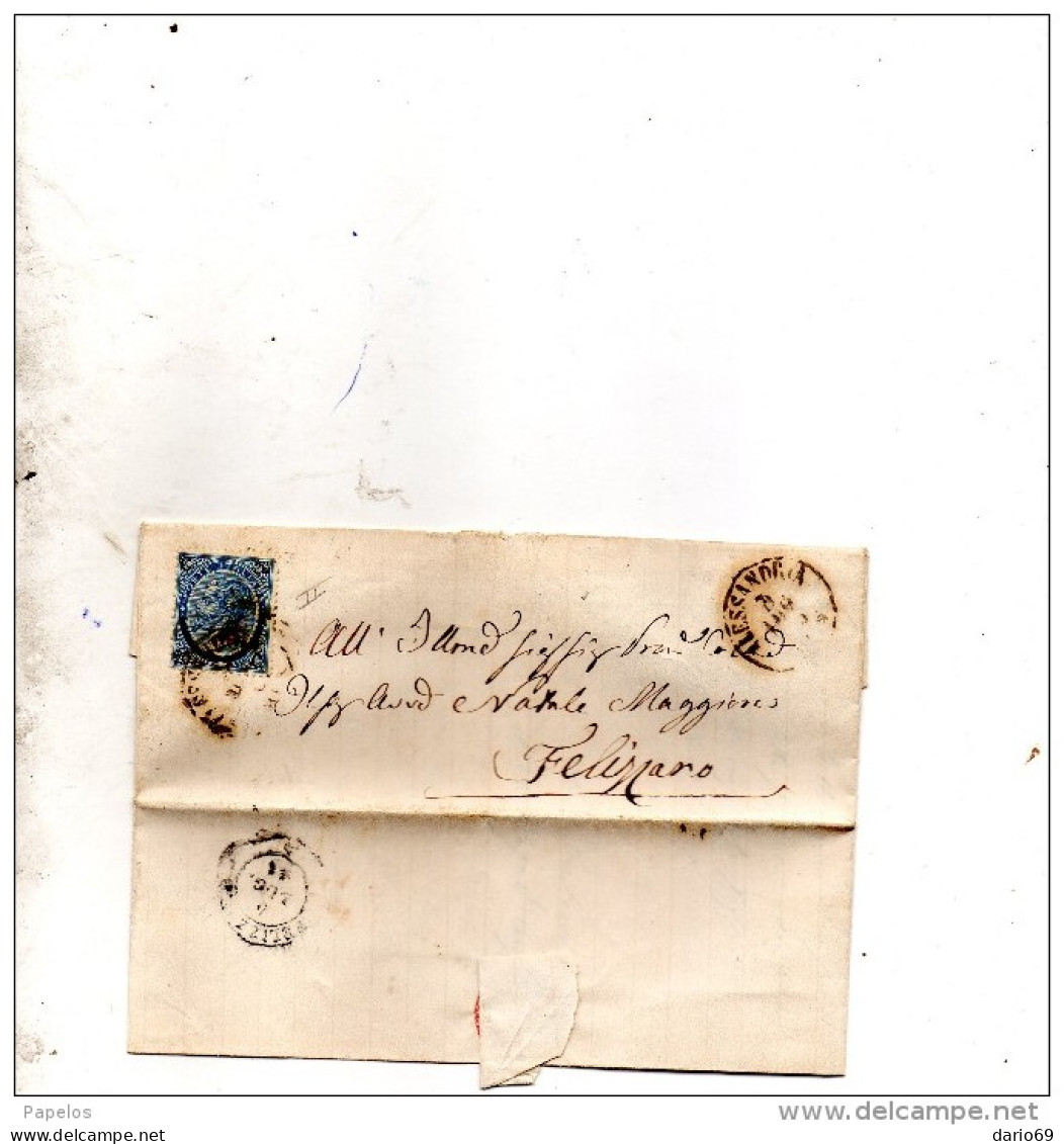 1864  LETTERA CON ANNULLO   ALESSANDRIA + FELIZZANO - Poststempel