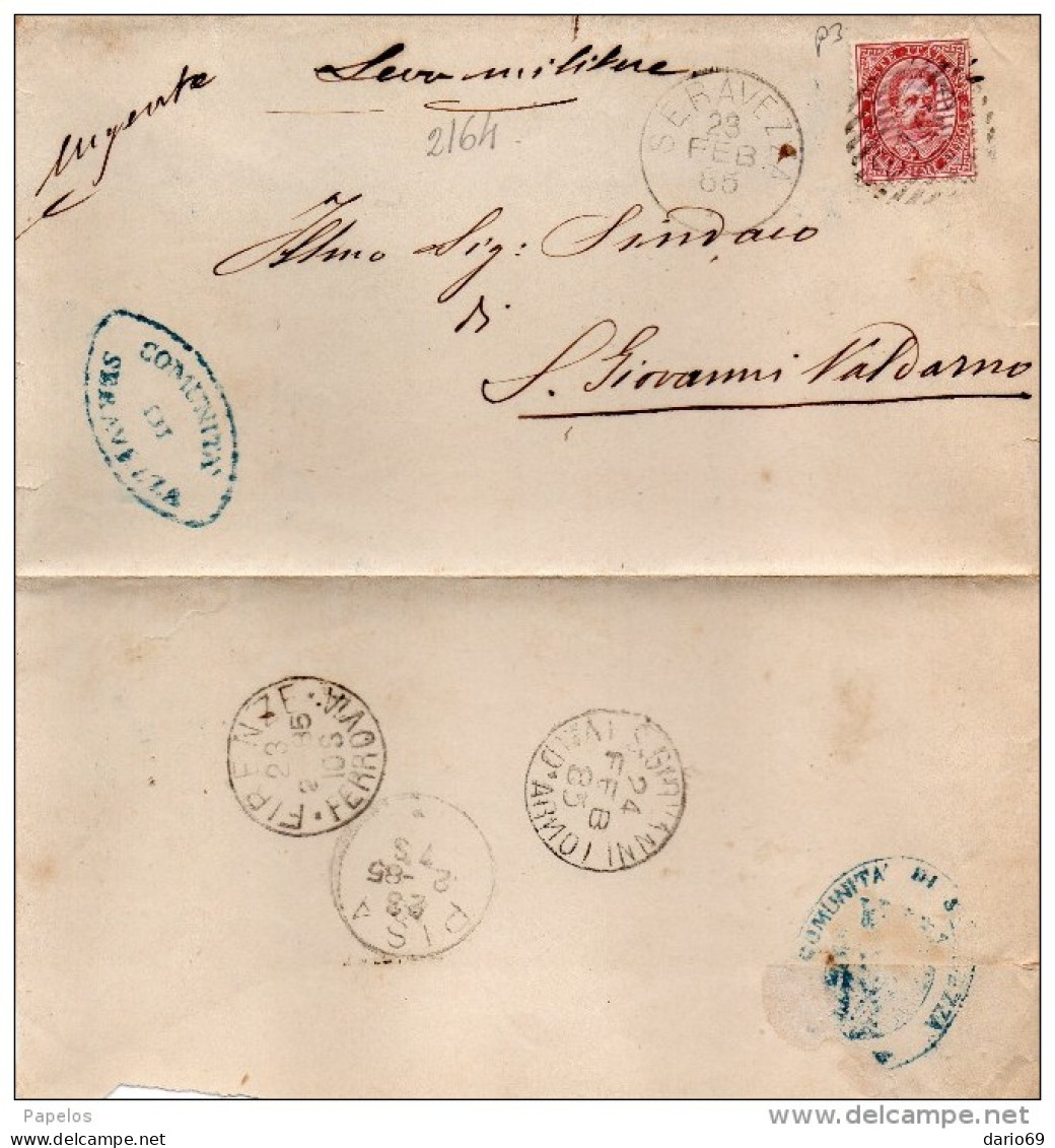 1885  LETTERA CON ANNULLO SERAVEZZA LUCCA - Poststempel