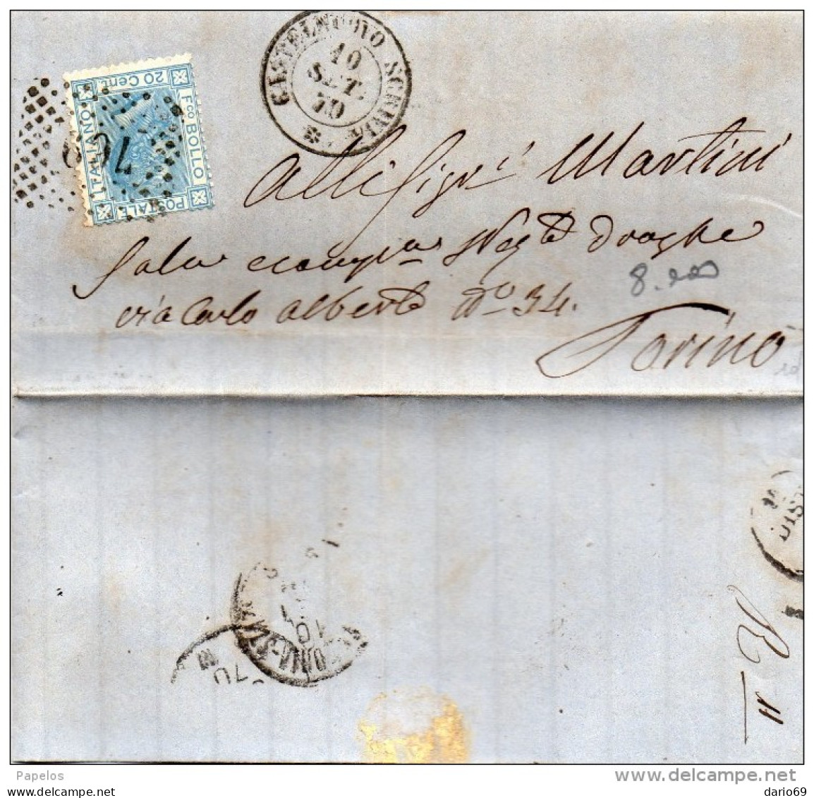 1870  LETTERA CON ANNULLO CASTELNUOVO SCRIVIA ALESSANDRIA - Poststempel