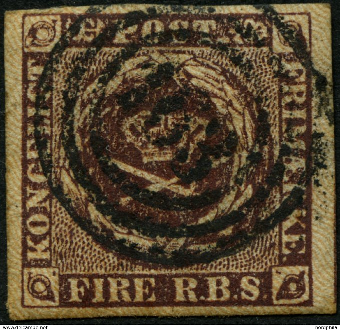 SCHLESWIG-HOLSTEIN DK 1IIa O, 163 (HOLSTEINISCHES BAHNPOST-SPEDITIONSBUREAU) Auf 4 RBS Rotbraun, Pracht - Schleswig-Holstein