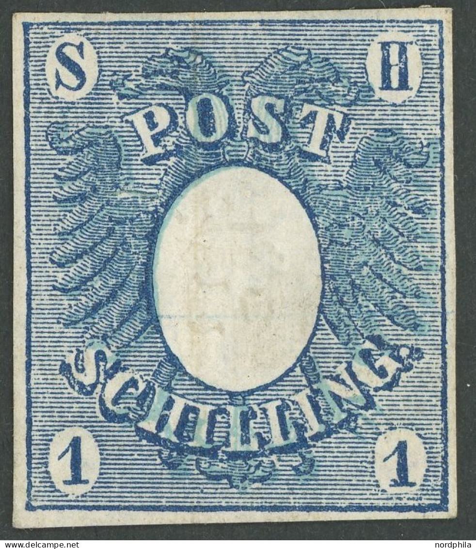 SCHLESWIG-HOLSTEIN 1c , 1850, 1 S. Dunkelblau, Ohne Gummi, Feinst, Kurzbefund C.A.M., Mi. 450.- - Schleswig-Holstein