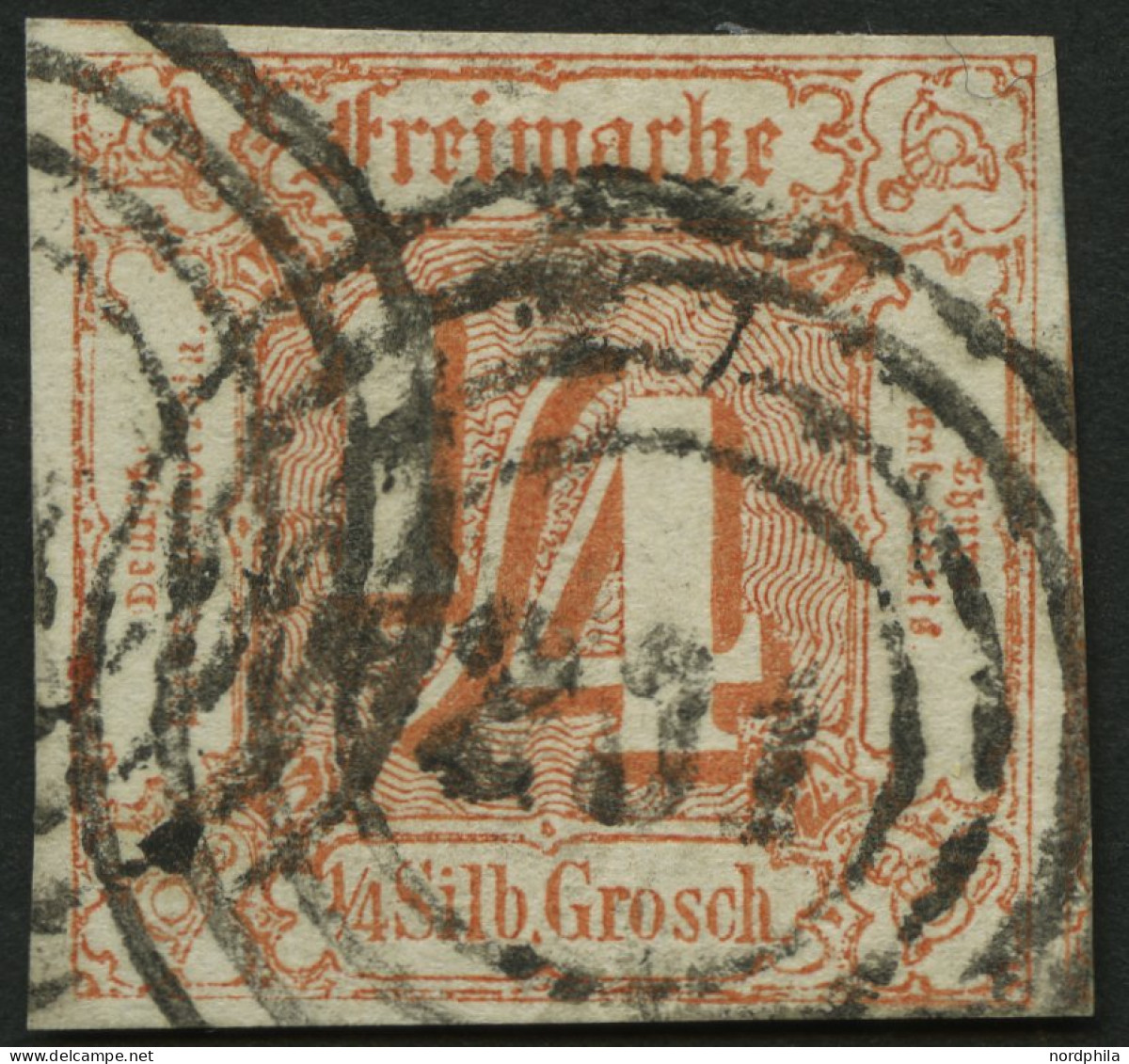 THURN Und TAXIS 13 O, 1861, 1/4 Gr. Rötlichorange, Nummernstempel 231, Voll-überrandig, Pracht - Afgestempeld