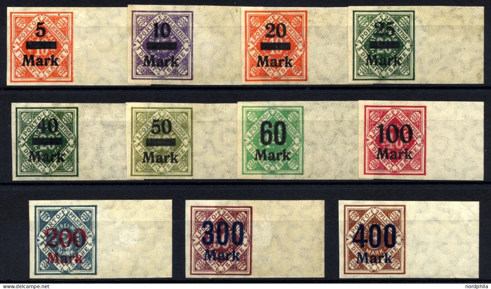 WÜRTTEMBERG 159-70PU, , 1923, Ziffer In Raute, Ungezähnt, Alle Mit Breitem Rechten Rand, Prachtsatz (11 Werte) - Postfris