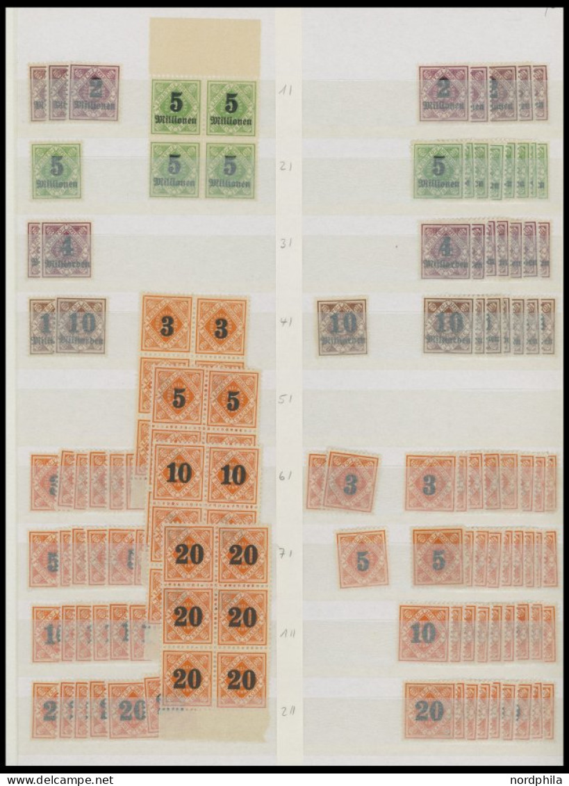 WÜRTTEMBERG 44-281 , , 1875-1923, gut sortierte reichhaltige Dublettenpartie Neue Währung und Dienstmarken I und II von 