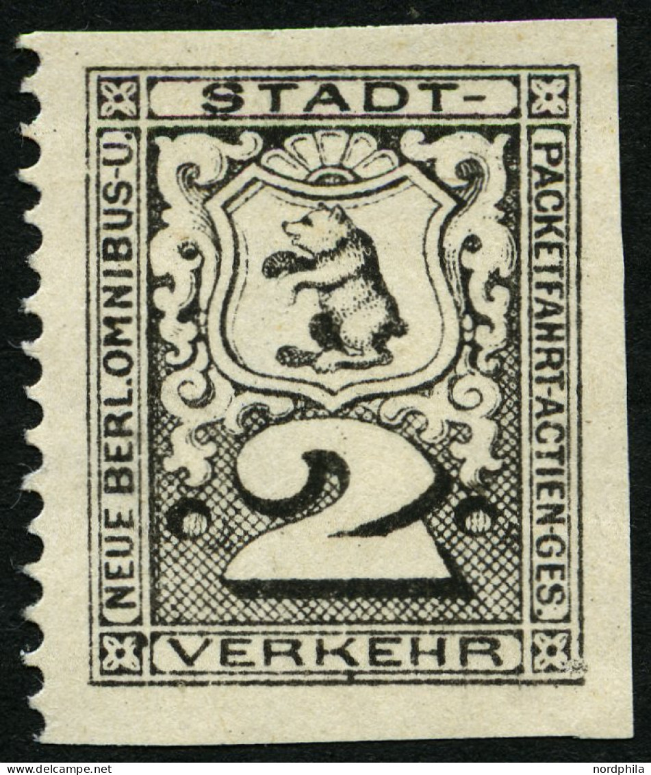 BERLIN B 34PU , PACKETFAHRT GESELLSCHAFT: 1888, 2 Pf. Probedruck In Schwarz, Dreiseitig Ungezähnt, Pracht - Private & Lokale Post