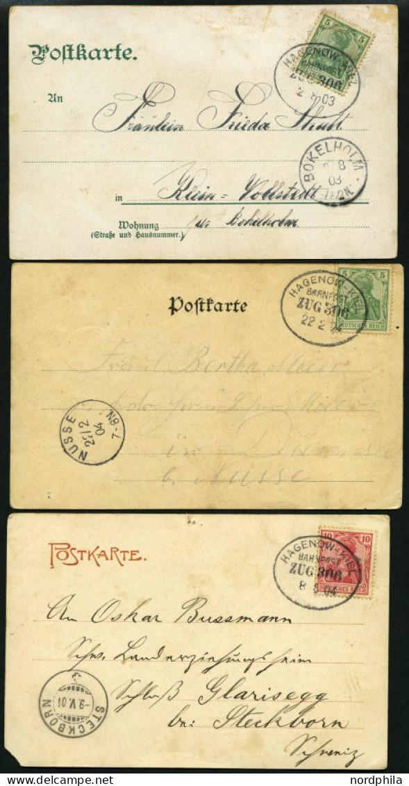 BAHNPOST Hagenow-Kiel (Zug 306 (5x) Und 1306), 1903-1913, 6 Belege Feinst/Pracht - Maschinenstempel (EMA)