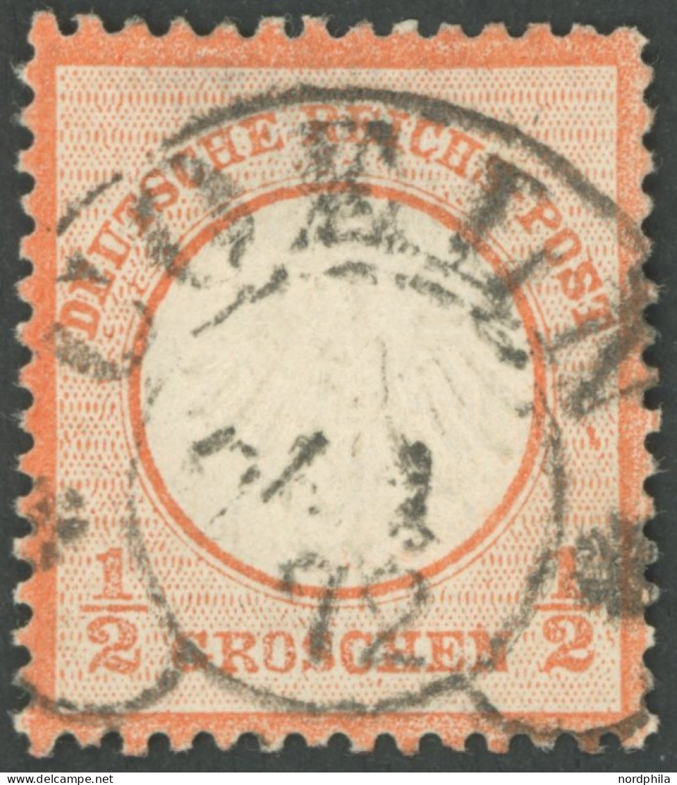 Dt. Reich 3XI O, 1872, 1/2 Gr. Ziegelrot Mit Plattenfehler Feld 49, Zentrischer Hufeisenstempel COELN (Sp 4-2N1), Falzhe - Autres & Non Classés