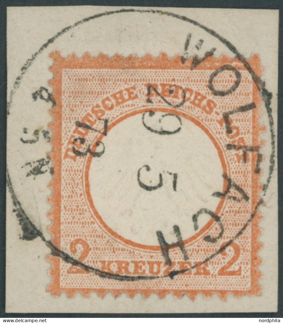 Dt. Reich 8 BrfStk, 1872, 2 Kr. Rötlichorange, K1 WOLFACH, Prachtbriefstück, Gepr. W. Engel Und Hennies, Mi. (400.-) - Usati