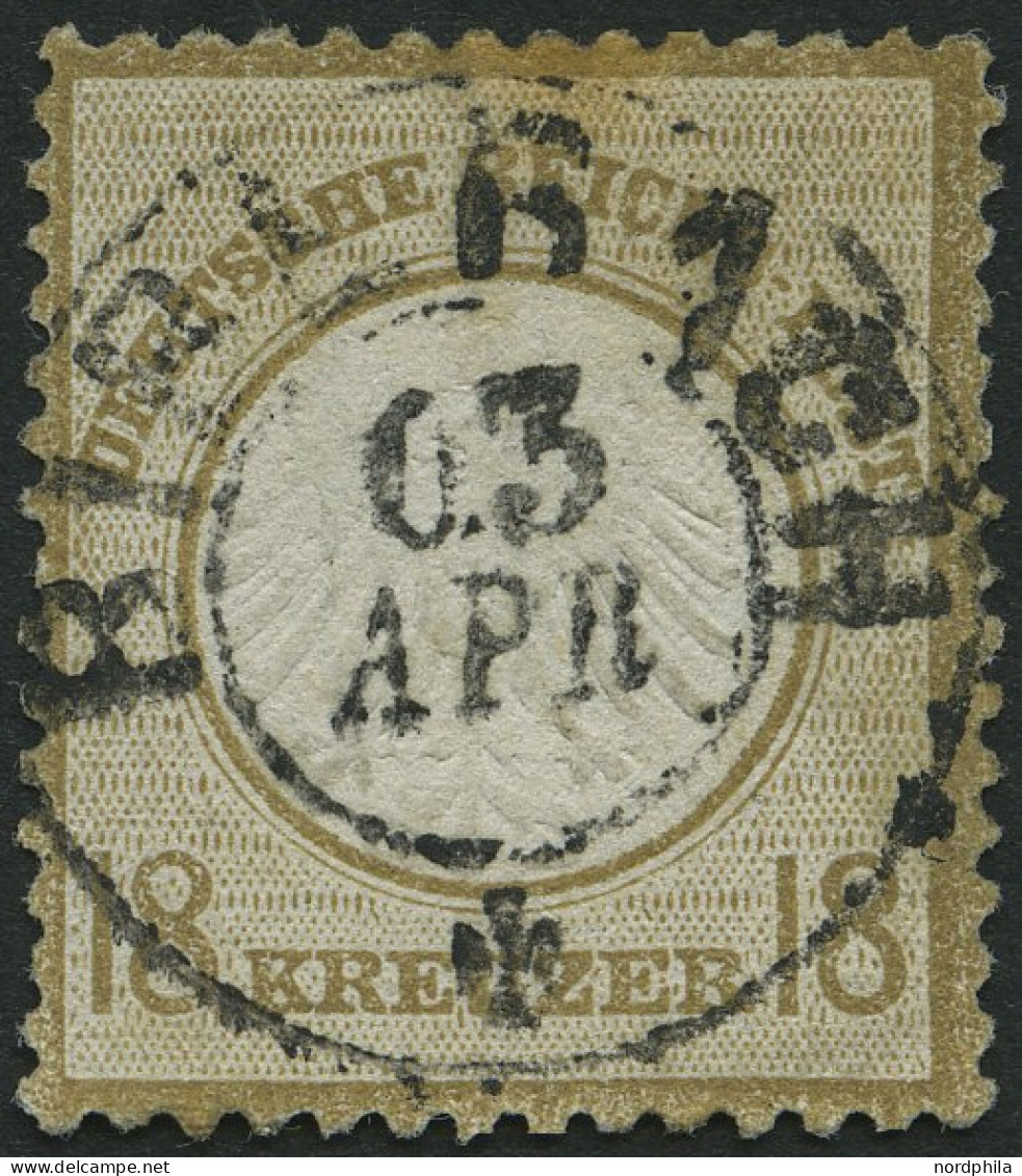 Dt. Reich 11 O, 1872, 18 Kr. Ockerbraun, Zentrischer Badischer K2 BIBERACH, Marke Oben Etwas Stockfleckig Sonst Pracht,  - Used Stamps