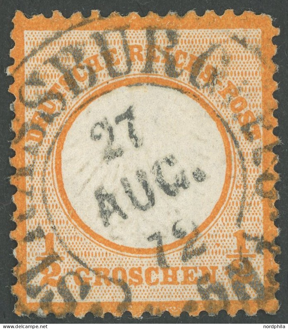 Dt. Reich 14 O, 1872, 1/2 Gr. Orange Mit Zentrischem Hufeisenstempel STRASSBURG I. ELS. (Sp 36-1), Normale Zähnung, Prac - Other & Unclassified