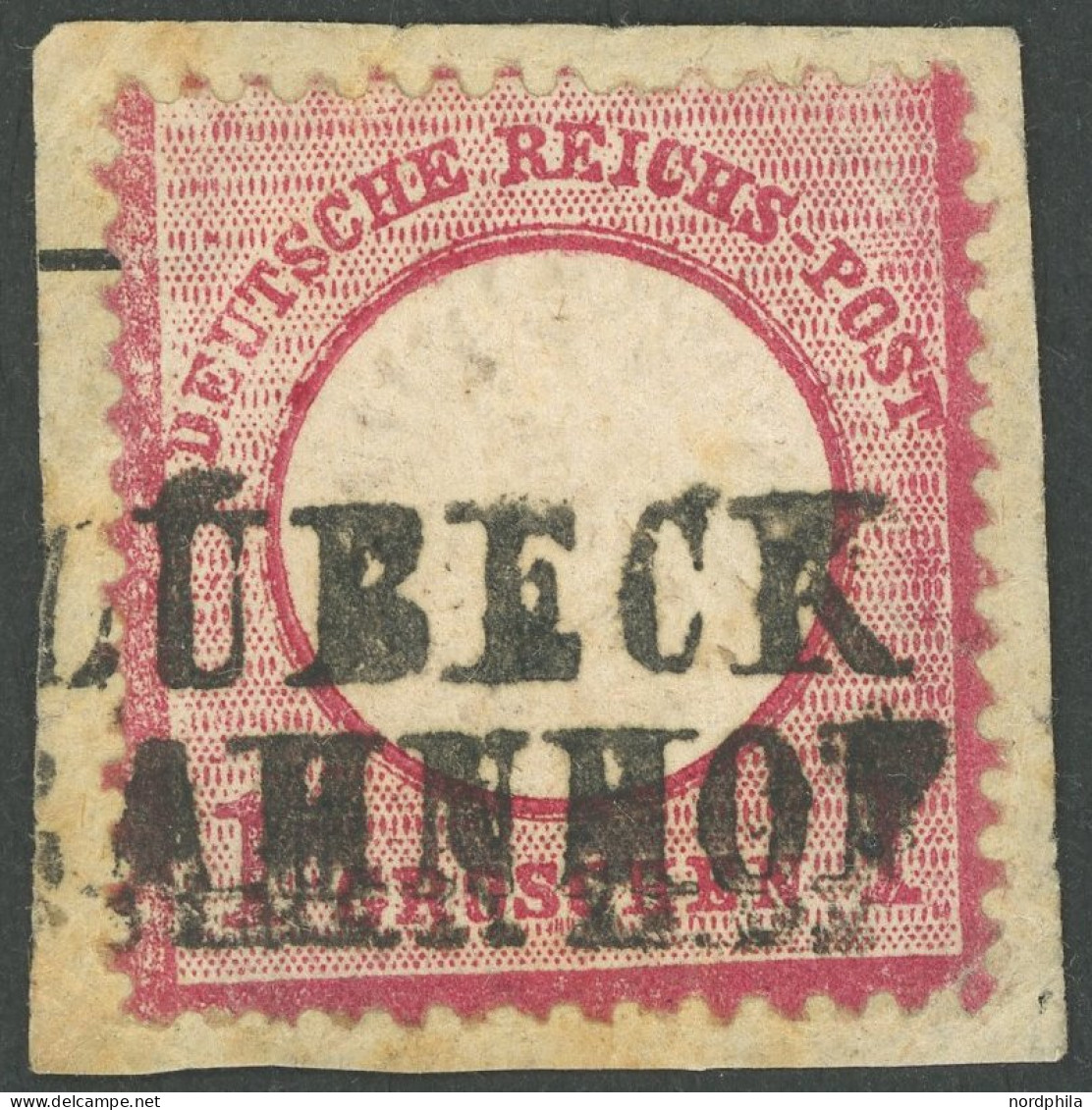 Dt. Reich 19 BrfStk, 1872, 1 Gr. Rotkarmin, Kleines Format (L 15) Auf Briefstück Mit L2 LÜBECK BAHNHOF, Prachtbriefstück - Other & Unclassified