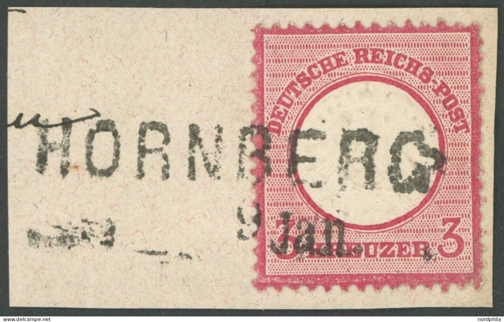 Dt. Reich 25 PräF. BrfStk, 1872, 3 Kr. Rotkarmin Mit Prägeausfall Ausgefallene Prägung Beim Adlerschweif, L2 HORRNBERG,  - Andere & Zonder Classificatie