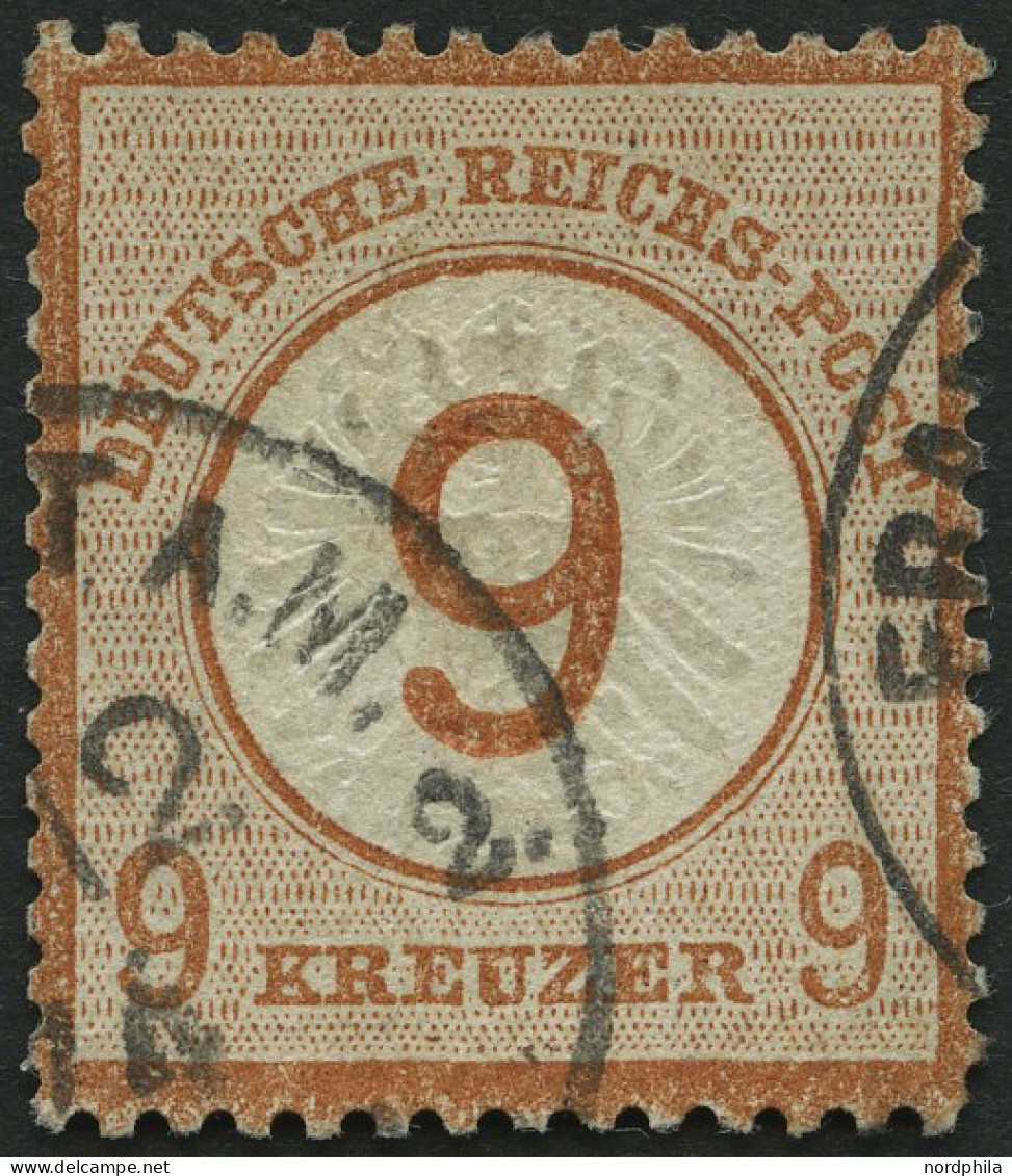 Dt. Reich 30 O, 1874, 9 Auf 9 Kr. Braunorange, Winzige Eckknitter, Normale Zähnung Sonst Pracht, Gepr. Brugger, Mi. 600. - Gebruikt