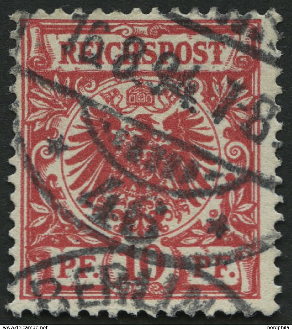 Dt. Reich 47I O, 1889, 10 Pf. Karmin Mit Plattenfehler T Von Reichspost Mit Querbalken, Normale Zähnung, Pracht, Mi. 60. - Usados