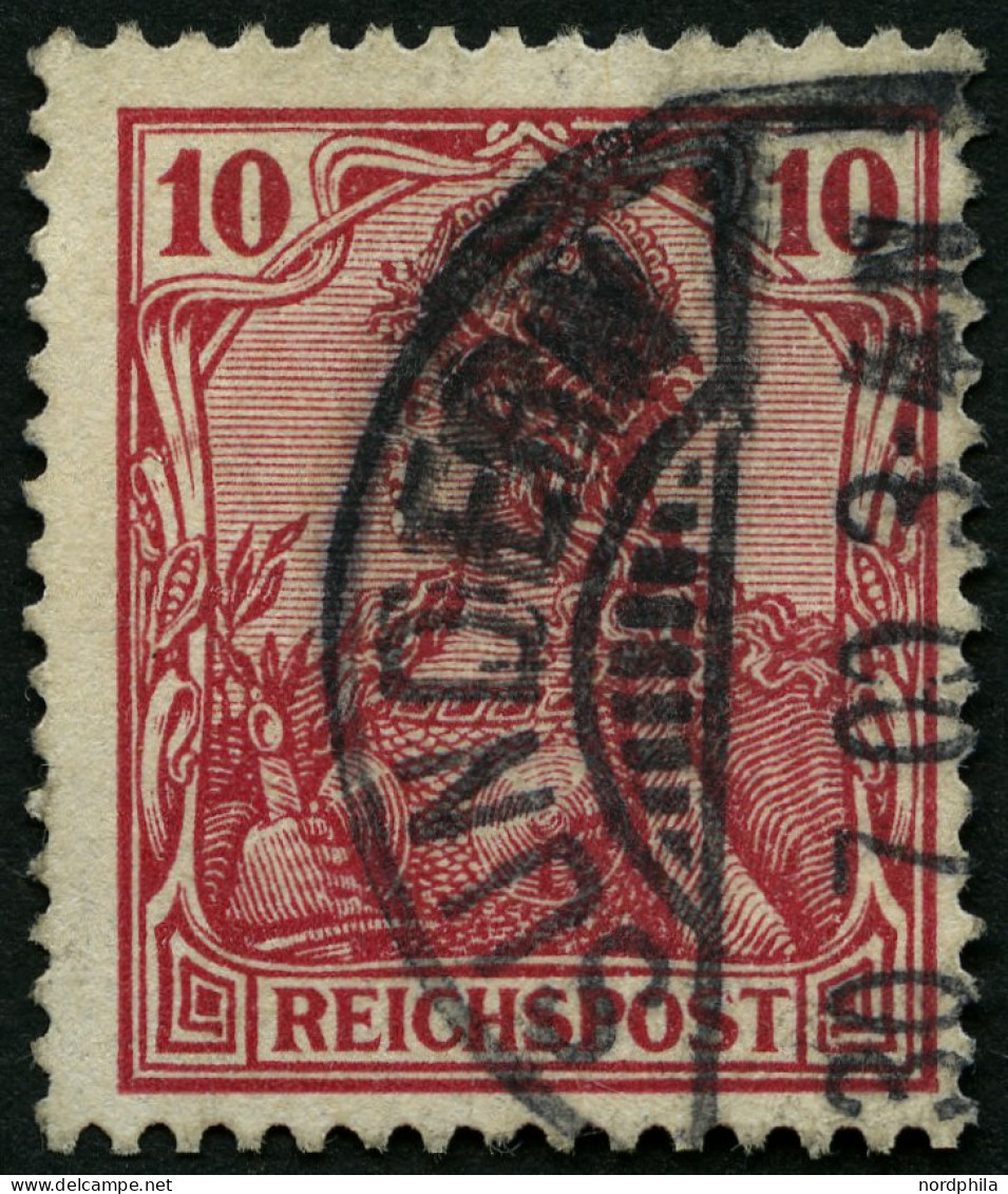 Dt. Reich 56b O, 1900, 10 Pf. Rotkarmin Reichspost, üblich Gezähnt Pracht, Gepr. Zenker, Mi. 100.- - Gebraucht