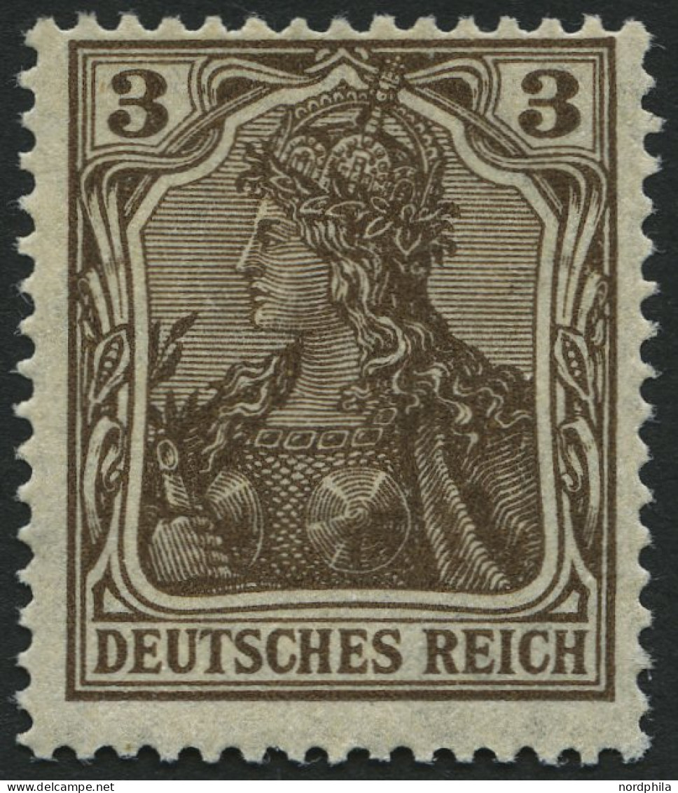 Dt. Reich 84IIb , 1918, 3 Pf. Schwärzlichbraun Kriegsdruck, Pracht, Gepr. Jäschke, Mi. 70.- - Ongebruikt