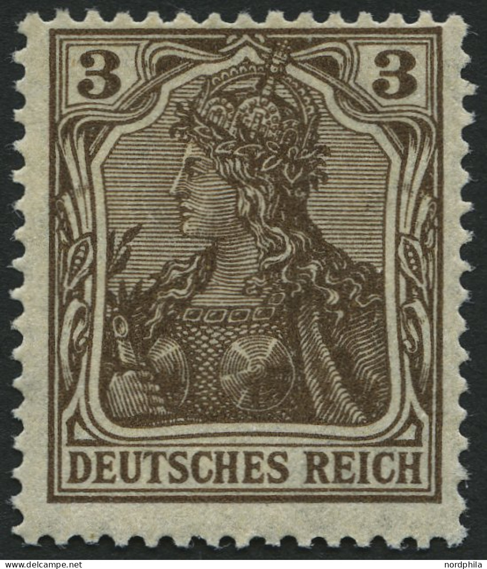 Dt. Reich 84IIb , 1918, 3 Pf. Schwärzlichbraun Kriegsdruck, Pracht, Gepr. Jäschke, Mi. 70.- - Ungebraucht