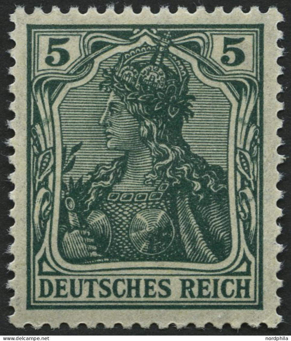 Dt. Reich 85IIe , 1918, 5 Pf. Schwarzopalgrün Kriegsdruck, Pracht, Gepr. Jäschke, Mi. 400.- - Ungebraucht