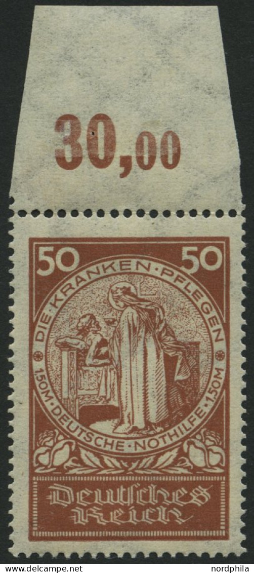 Dt. Reich 354 , 1924, 50 Pf. Nothilfe, Oberrandstück, Pracht, Mi. 120.- - Unused Stamps