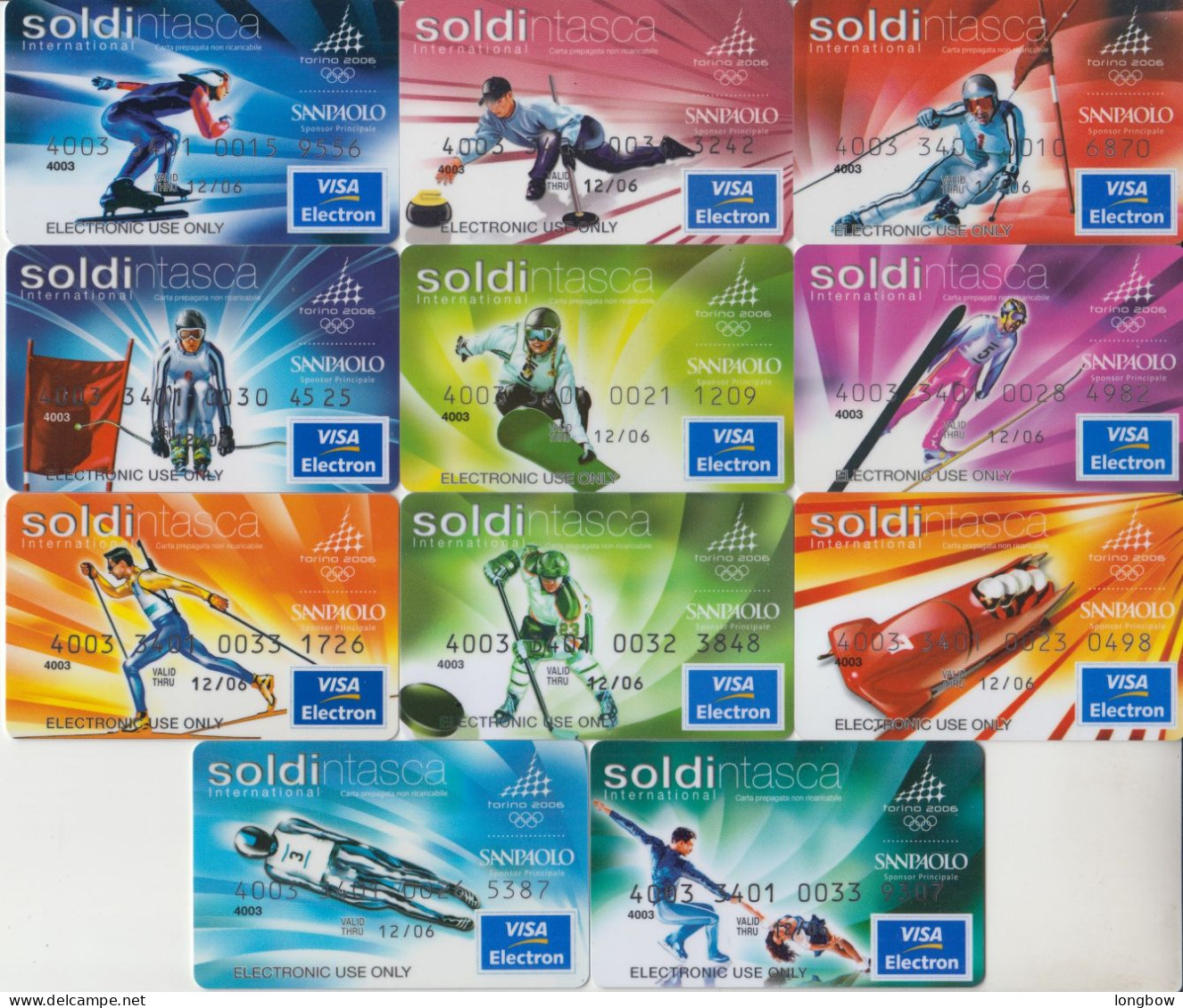 Italia San Paolo Soldintasca,Torino 2006  , XX Giochi Olimpici (11 Carte) - Cartes De Crédit (expiration Min. 10 Ans)