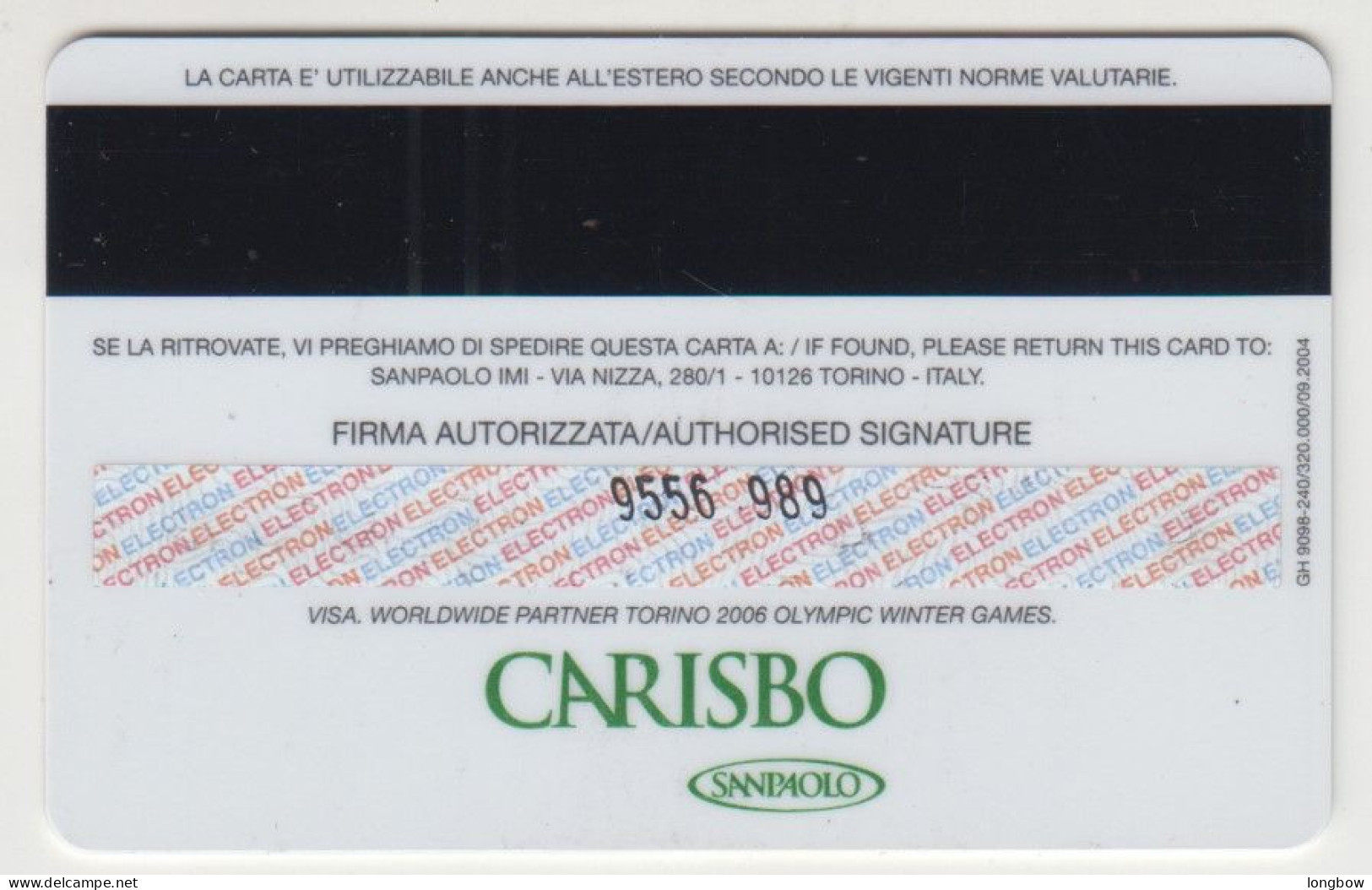 Italia San Paolo Soldintasca,Torino 2006  , XX Giochi Olimpici (11 Carte) - Carte Di Credito (scadenza Min. 10 Anni)