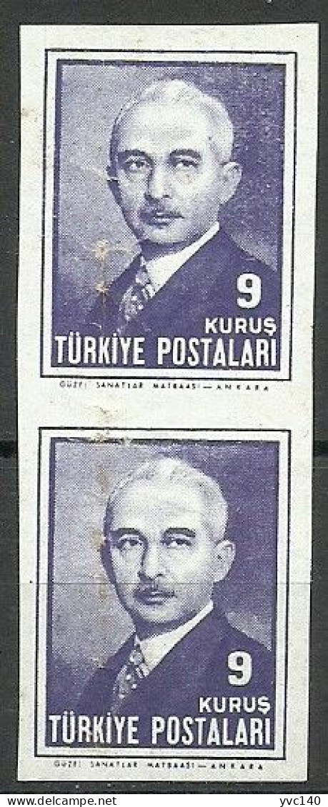 Turkey; 1946 3rd Inönü Issue 9 K. ERROR "Imperf. Pair" - Nuevos