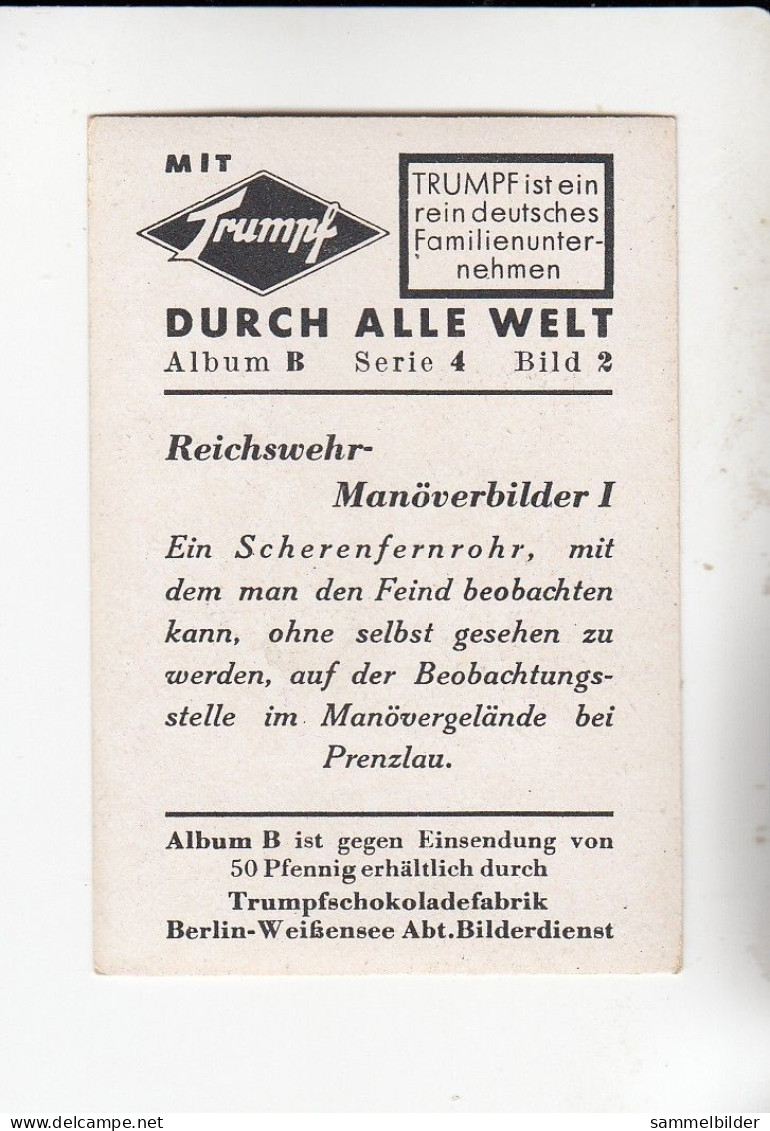 Mit Trumpf Durch Alle Welt Reichswehr Manöverbilder I Scherenfernrohr  B Serie 4 #2 Von 1933 - Sigarette (marche)