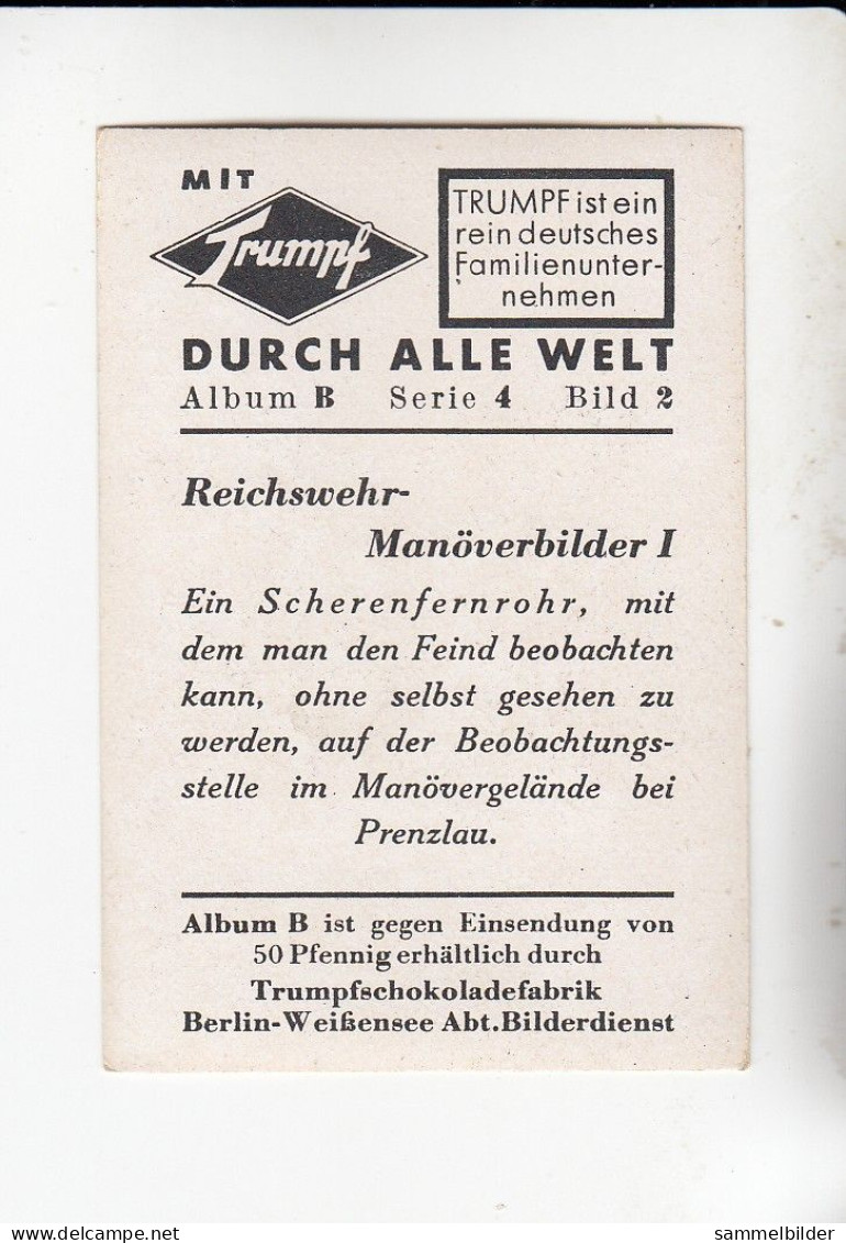 Mit Trumpf Durch Alle Welt Reichswehr Manöverbilder I Scherenfernrohr  B Serie 4 #2 Von 1933 - Zigarettenmarken