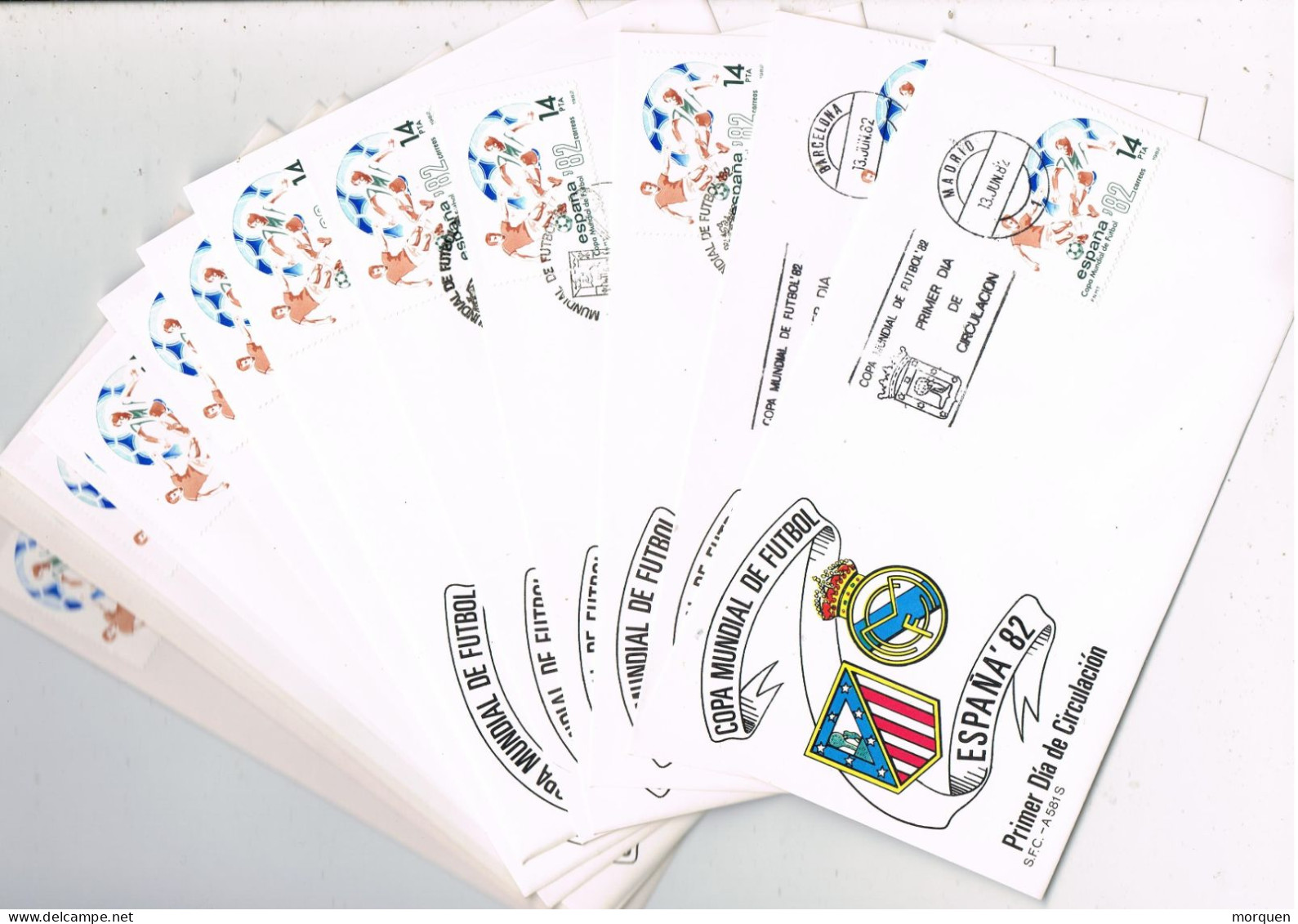 54865. Coleccion Completa 14 Cartas Copa MUNDIAL FUTBOL, ESPAÑA 82. Todas Las Sedes. Football - Brieven En Documenten