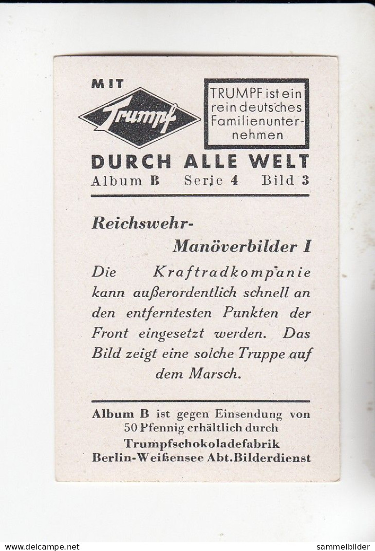 Mit Trumpf Durch Alle Welt Reichswehr Manöverbilder I Kraftradkompanie B Serie 4 #3 Von 1933 - Andere Merken