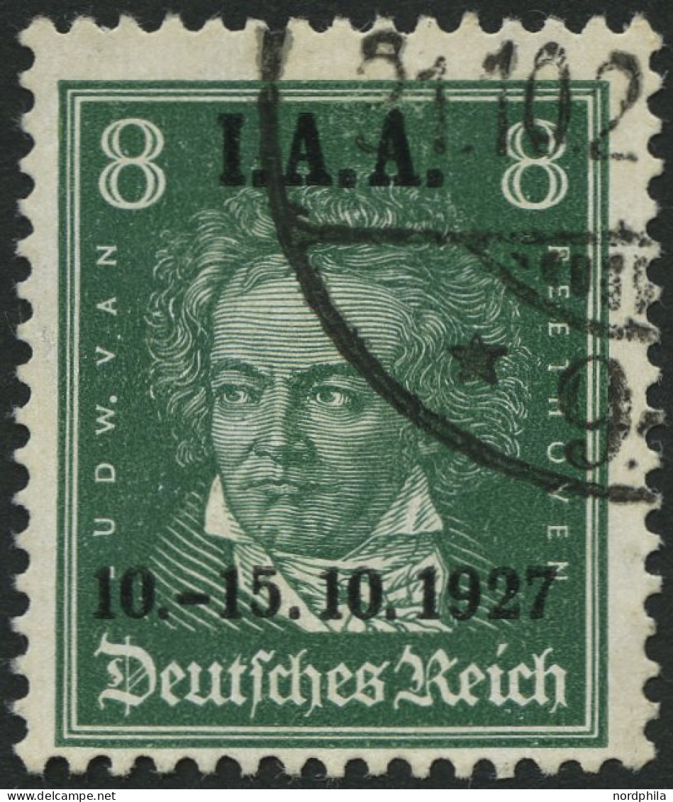 Dt. Reich 407 O, 1927, 8 Pf. I.A.A., Pracht, Mi. 85.- - Gebraucht