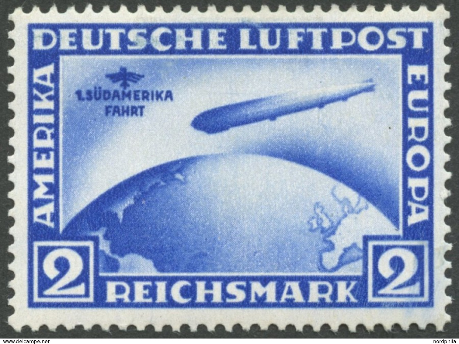 Dt. Reich 438X , 1930, 2 RM Südamerikafahrt, Wz. Stehend, Falzreste, Pracht, Mi. 400.- - Nuevos