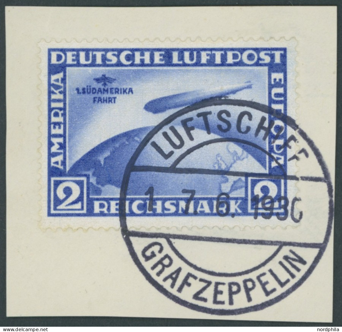 Dt. Reich 438Y BrfStk, 1930, 2 RM Südamerikafahrt, Wz. Liegend, Prachtbriefstück, Mi. 400.- - Usati