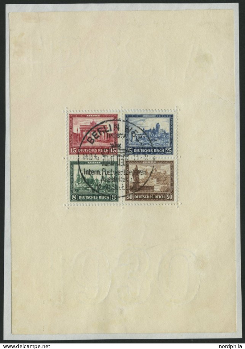 Dt. Reich Bl. 1 BrfStk, 1930, Block IPOSTA Auf Briefstück, Sonderstempel, Perforation Angetrennt, Einriß Im Rand, Einzel - Blocks & Sheetlets