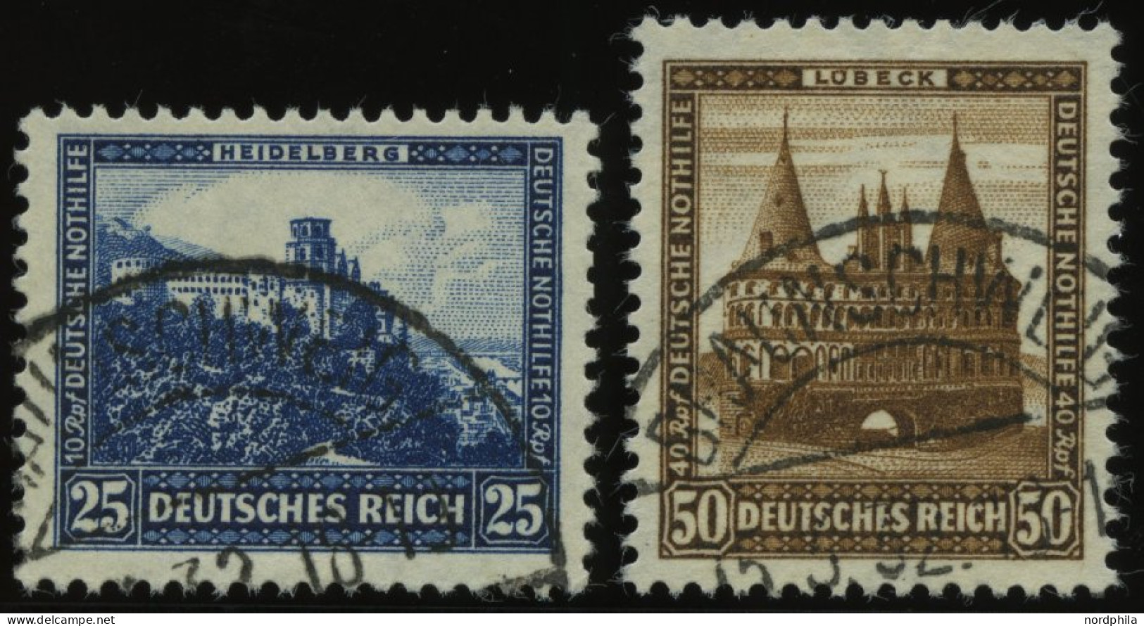 Dt. Reich 461/2 O, 1931, 25 Und 50 Pf. Nothilfe, 2 Prachtwerte, Mi. 140.- - Usados